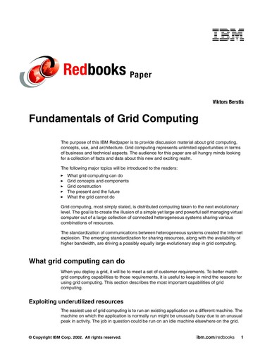 Fundamentals of grid computing