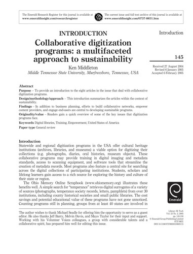 Collaborative digitization programs