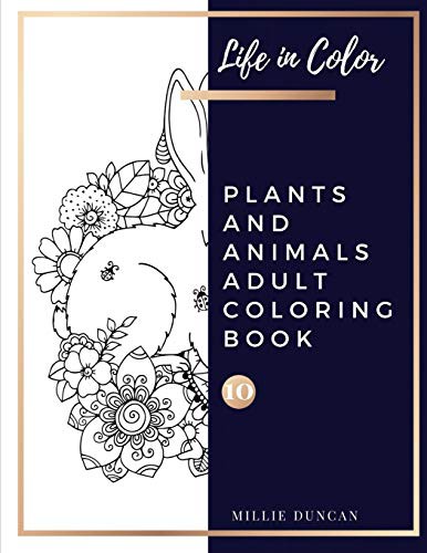 PLANTS AND ANIMALS ADULT COLORING BOOK
