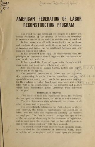 American Federation of Labor reconstruction program