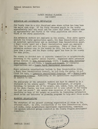 County program planning, Old County