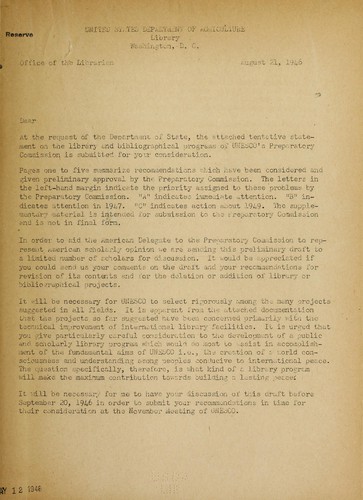 UNESCO library and bibliographical program