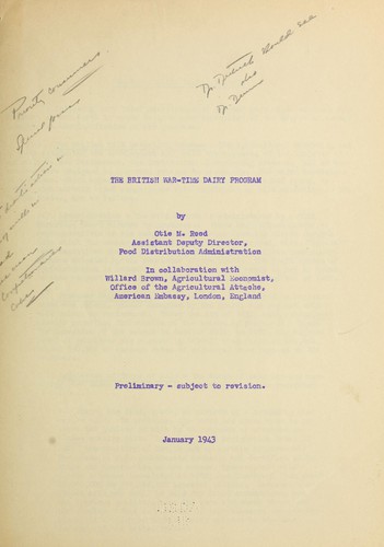 The British war-time dairy program