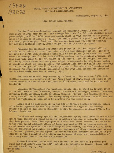 1944 cotton loan program