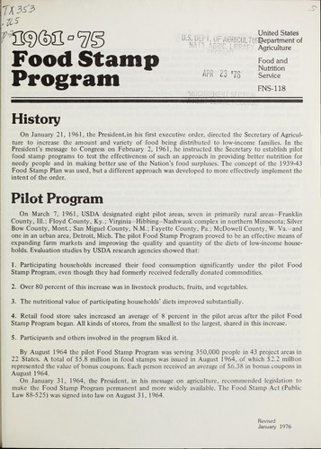 1961-75 Food stamp program