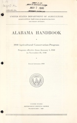 Alabama handbook, 1940 agricultural conservation program