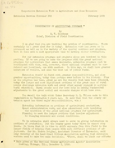 Coordination of agricultural programs