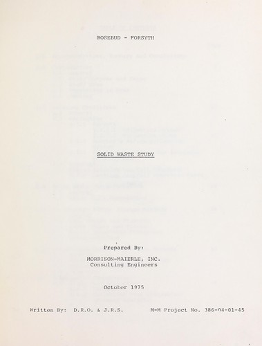 Rosebud-Forsyth solid waste study