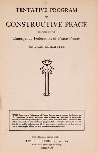 Tentative program for constructive peace ...
