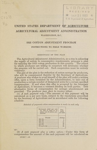1933 cotton adjustment program