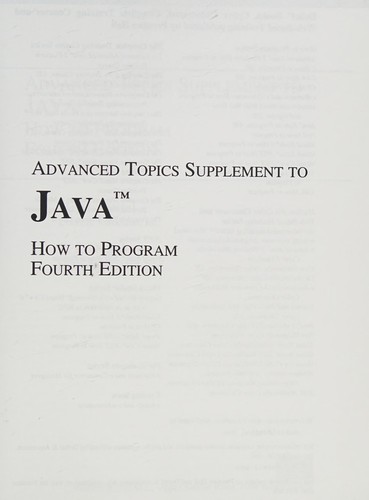 Advanced topics supplement to Java how to program