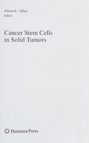 Cancer stem cells in solid tumors