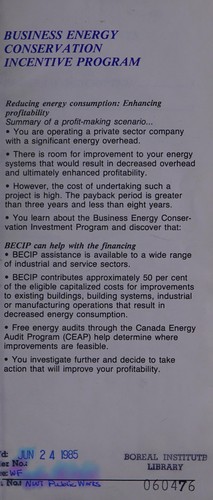 Business Energy Conservation Incentive Program