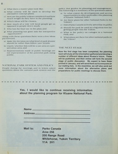 Kluane National Park planning program