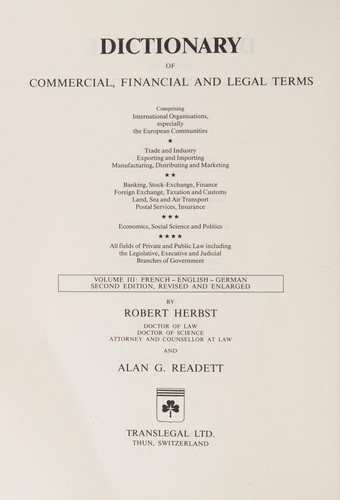 Dictionary of commercial, financial and legal terms