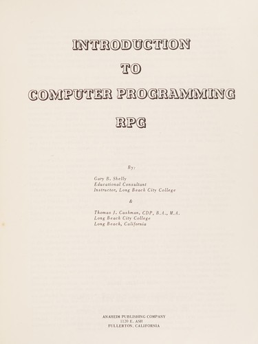 Introduction to computer programming RPG