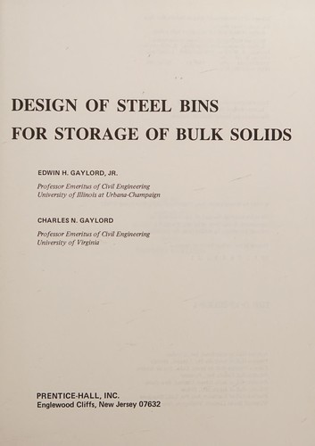 Design of steel bins for storage of bulk solids