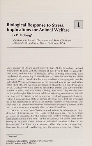 The biology of animal stress
