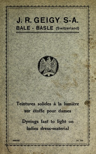 Teintures solides à la lumière sur étoffe pour dames =