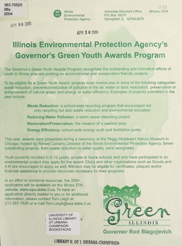 Illinois Environmental Protection Agency's Governor's Green Youth Awards Program