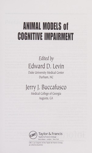 Animal models of cognitive impairment