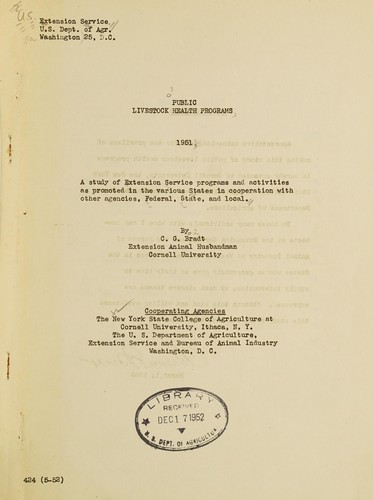 Public livestock health programs 1951