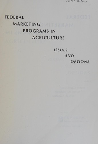 Federal marketing programs in agriculture