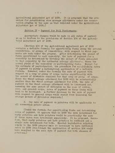 1939 Agricultural conservation program. Proposed changes from the 1938 Agricultural conservation program