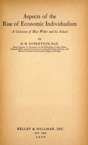 Aspects of the rise of economic individualism
