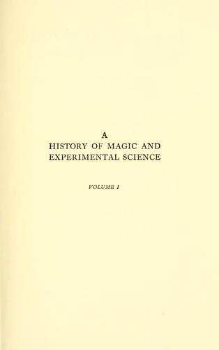 A history of magic and experimental science