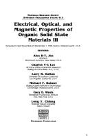 Electrical, Optical, and Magnetic Properties of Organic Solid-State Materials III Vol. 413