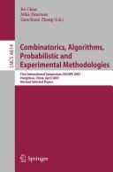 Combinatorics, algorithms, probabilistic and experimental methodologies