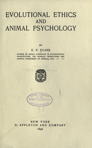 Evolutional ethics and animal psychology