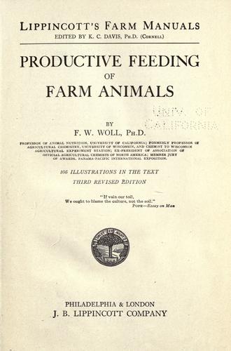 Productive Feeding of Farm Animals