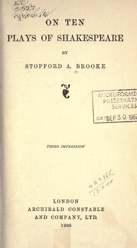 On ten plays of Shakespeare