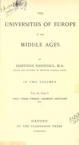 The universities of Europe in the Middle Ages