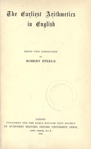 The Earliest arithmetics in English