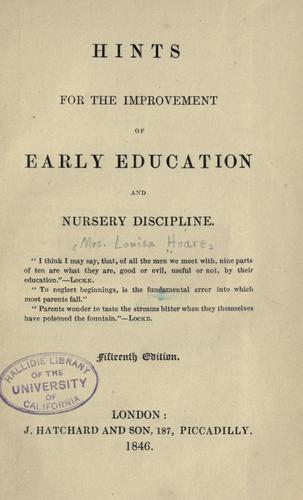Hints for the improvement of early education and nursery discipline