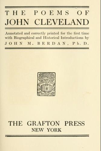 The poems of John Cleveland