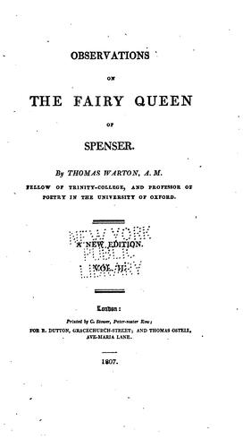 Observations on the Fairy queen of Spenser