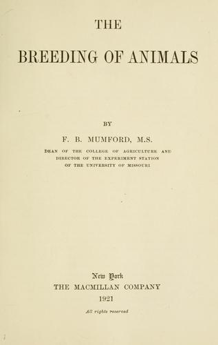The breeding of animals