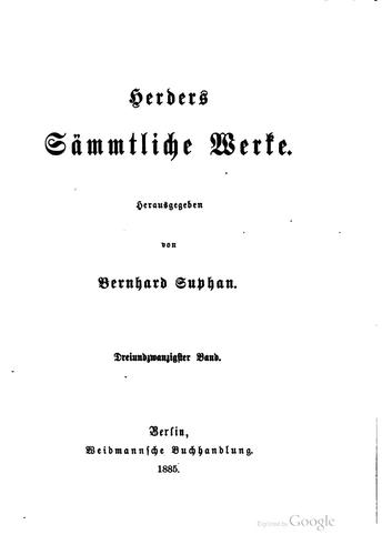 Herders sämmtliche Werke
