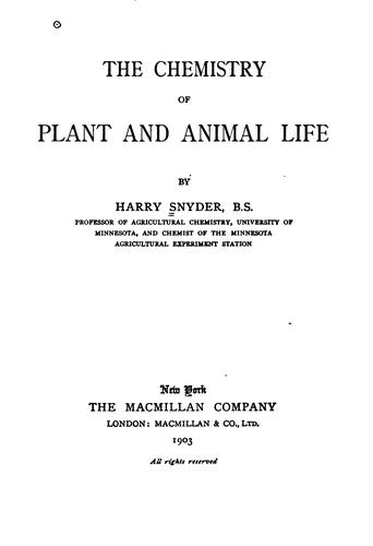 The chemistry of plant and animal life