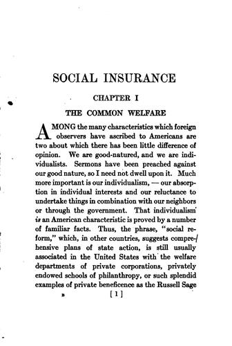 Social insurance, a program of social reform