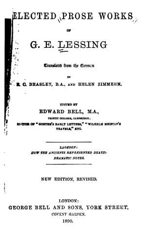 Selected prose works of G.E. Lessing