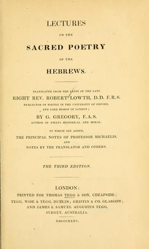 De sacra poesi Hebraeorum
