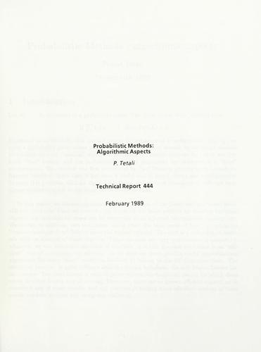 Probabilistic methods: algorithmic aspects