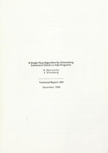 A single-pass algorithm for eliminating constraint checks in Ada programs