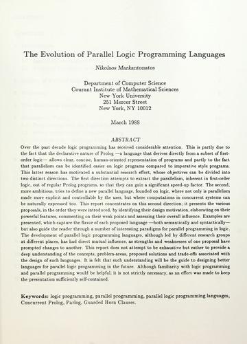 The evolution of parallel logic programming languages