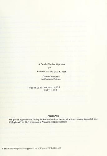 A parallel median algorithm